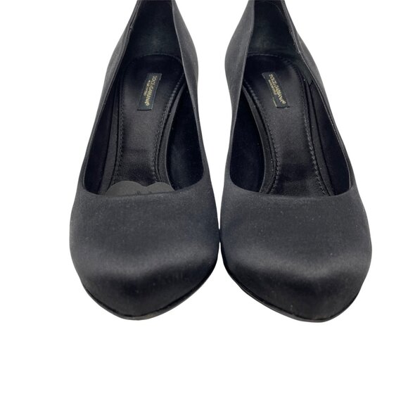 Dolce&Gabbana Black Satin Heel Size 37.5 Decollete Raso in Nero Platform - Picture 4 of 16